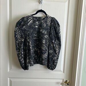 Ulla Johnson blackbird  Black and White Floral Blouse